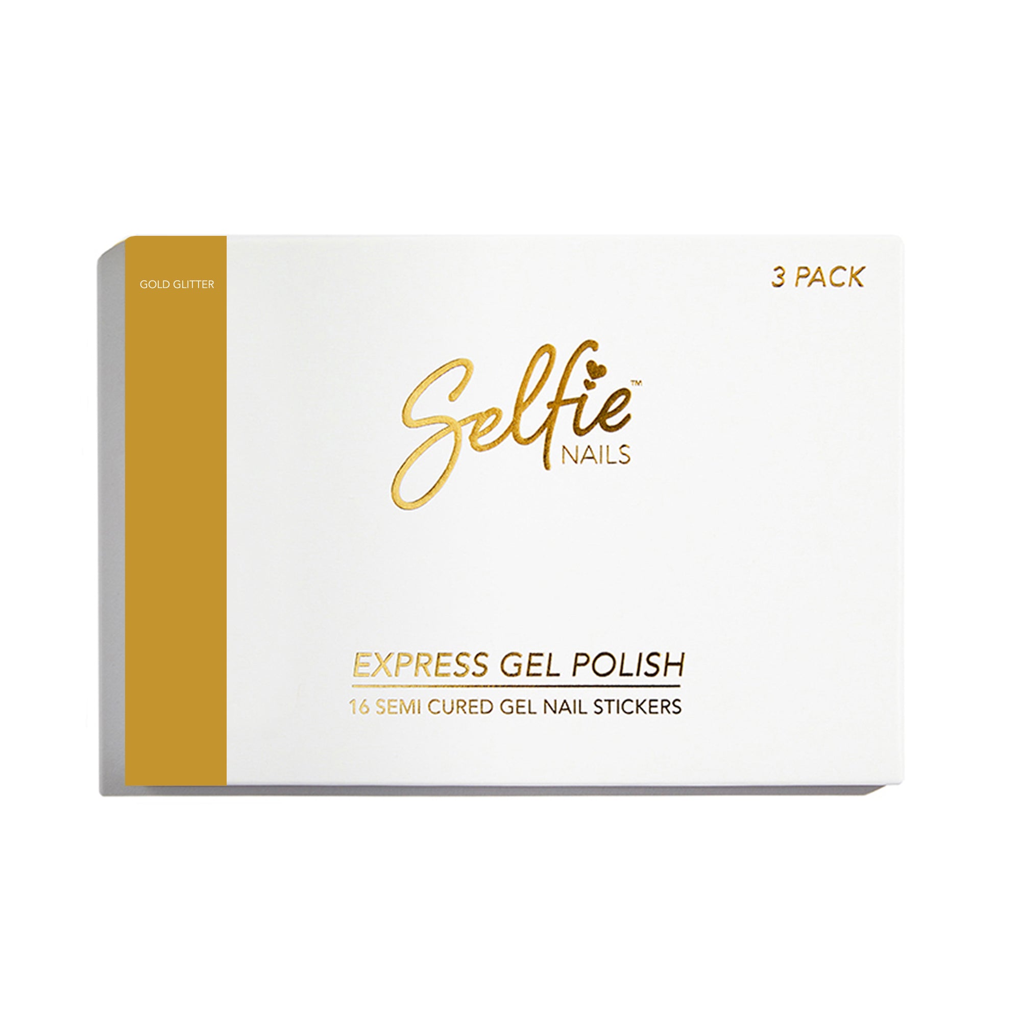 SELFIE NAILS GOLD GLITTER 3 PACK